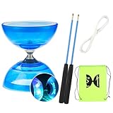 Diabolo Freiläufer mit kugellager Dreifache Lagerung Set, 4 Farben Blinkendes Dreifachlager-Diabolo mit Ersatzseil 10m, Profi-Stange, Netzbeutel