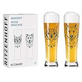 RITZENHOFF 3481001 Weizenbierglas 500 ml - 2er Set - Serie Brauchzeit Set Nr. 1, 2 Stück mit mehrfarbigem Digitaldruck