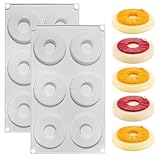 Fchil Silikon-Backform für Ringkuchen, 6 Mulden, Donut-Form, professionelle Dessertpfanne für Kekse, Schokolade, 2 Stück