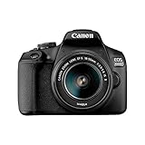 Canon EOS 2000D APS-C DSLR-Kamera mit EF-S 18-55mm Objektiv | 24,1 Megapixel, fest integrierter 3-Zoll-LCD-Monitor, Reihenaufnahmen mit 3 Bildern/Sek, Full-HD-Video, Dual Pixel CMOS AF, Bluetooth