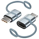 Lightning auf USB C Adapter 2Stück, Adapter Lightning auf USB C mit Anti Verlust Seil Schnellladung für iPhone 16/16 Pro/15/15 Pro Max/Plus, Samsung Galaxy S25 S24 S23 S22,iPad Pro/Air,Nicht für Audio