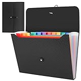 Uquelic 1Pcs Dokumententasche A4 Mit 13 Fächer, Fächermappe, A4 Dokumententaschen Kunststoff Dokumentenmappe Erweiterbar Ordnungsmappe (schwarzer Köper)