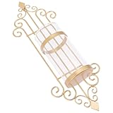 BESPORTBLE Wandkerzenhalter aus Schmiedeeisen mit Glas Rosen Gold Eleganter Wanddekor für Wohnzimmer Schlafzimmer Esszimmer Europäischer Stil Robust und Dekorativ Geschenk