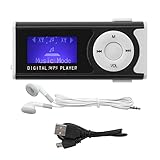 MP3-Player, Tragbarer MP3-Musik-Player-Set Unterstützt eine 16-GB-Speicherkarte mit LED-Taschenlampen-Kopfhörer und USB-Kabel-Backclip-Design(schwarz)