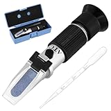 QWORK® 4-in-1 Frostschutz Refraktometer mit automatischer Temperaturkompensation für Frostschutzmittel + Batterieflüssigkeit + AdBlue (DEF) + Scheibenwaschflüssigkeit