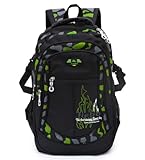 ADGBPE Jungen Rucksack Schultasche Sekundärrucksack Teenager Studenten Langlebig Strapazierfähig Groß Kinder Büchertaschen Wasserdicht (1-Grün)