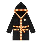 Harry Potter Bademantel Kinder Jungen und Mädchen, Fleece Morgenmantel für Kinder mit Kapuze (DE/NL/SE/PL, Numerisch, 170, Regular, Nacht-Schwarz)