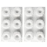 Joygoodta Silikonformen, 2 Mini-Gugelhupf-Kuchenformen, 6 Mulden, antihaftbeschichtet, sicher, lebensmittelecht, wiederverwendbare Silikon-Backformen für Cupcakes, Donuts, Muffins, Maisbrot
