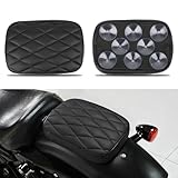 DREAMIZER Motorrad Leder Sozius Situpad mit 8 Saugnäpfen Leder hinten Sozius Sitzkissen Kompatibel mit Harley Bobber Sportster Softail Touring XL 883 1200 Cruiser Custom