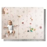 Nuby – Gepolsterte, faltbare und wendbare Spielmatte für Babys – Leichte und weiche Bodenmatte zum Spielen – Kinderteppich mit Sternen- und Himmelsmotiv – Gepolsterter Boden für Babys – 150 x 200 cm