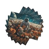 Astronaut Tischsets, hitzebeständig, waschbar, für Küche, Esszimmer, Terrassentisch, waschbar, für drinnen und draußen, 6 Stück