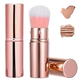 2er Pack einziehbarer Rouge- und Kabuki-Make-up-Pinsel mit Abdeckung, tragbarer Reise-Pinsel für flüssiges Fundament, Puder-Bronzer, professioneller Gesichtsmixer und Concealer für Frauen