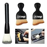 Litorange 3 Stück Auto Innenraum Reiniger Pinsel,Reinigungspinsel mit weichen Borsten,Detailing Pinsel Set für Innenräume wie Autolenkrad,Lüftungsschlitzen usw.