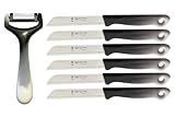 SMI 6-tlg Schälmesser Set Solingen Obstmesser Gemüsemesser mit 1 Sparschäler Kartoffelschäler, Schwarz-Weiß - Made in Germany