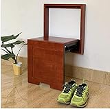 Klappstühle aus Massivholz, Wandmontage, Schuhbank, platzsparend, für Wohnzimmer, Schlafzimmer, Gang, Badezimmermöbel, Regal, Aufbewahrung, faltbares Sitzregal