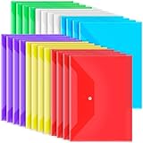 Paaruter 24er-Pack Kunststoffumschläge mit Druckknopfverschluss, Kunststoff-Aktenordner für Dokumente im A4-Format, Durchsichtige Umschläge, Ordner, Aktentaschen, Einfach zu Verwenden, Ca. 33 X 24 cm