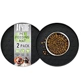 AVYDIIF 2 stück Napfunterlage für Hund Katzen[28cm x 28cm], hundenapf unterlage fressnapf Hund Futtermatten aus Silikon wasserdichte rutschfeste Fressnapf mit Rand, Spülmaschinenfest (2 Schwarz)