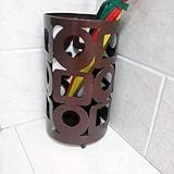 YLKCU Schirmständer fürs Büro Schirmständer Metallschirm Schirmständer mit 2 Haken Silbergrau Schirmhalter Bürodekor mit Tropfschale (Farbe: Braun)