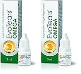 EvoTears® OMEGA Augentropfen für trockene und gereizte Augen, mit Omega 3 - Einzigartig aufgrund Perfluorhexyloctan und Wasserfreiheit, 3ml (Packung mit 2)