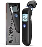 Ohrthermometer Stirnthermometer für Erwachsene baby, digitales Stirn Ohr Fieberthermometer kontaktlos Infrarot Fieber Thermometer mit Fieberalarm, Speicherfunktion, schwarz