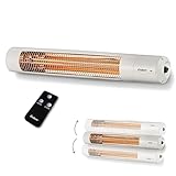 Enders Wandheizstrahler Oxeo White, Elektrostrahler, Heizpilz, Halogenstrahler, Infrarot-Strahlungswärme, 3 Leistungseinstellungen bis 2.000 W, Fernbedienung und Wandhalterung, Neigungswinkel #49286