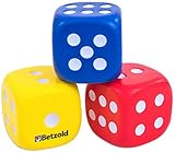 Betzold - Schaumstoff-Würfel 3 Augenwürfel rot blau gelb - Kinder Softwürfel