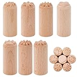 VGECEE 7 Stück Holzstempel Ton Stempel Rund Keramik Stempel Stempelset Holz Motivstempel Knetstempel Tonstempel mit 7 Verschiedenen Muster Keramik Werkzeuge für DIY Ton Kekse Scrapbooking(5 * 2cm)