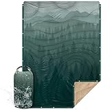 KawaGebo Kamp Campingdecke Outdoor I Reisedecke Ultraleicht Verstaubar I Camping Thermodecke Wasserabweisend Für Wandern, Reisen, Hängematte,Van, Flugzeug Decke I Thermal Sherpa & Ripstop,200x145cm