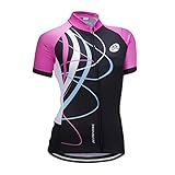 Damen Atmungsaktiv Schnelltrocknend Fahrradtrikot, Outdoor Kurzarm Radsport-Shirt, 0026, XL