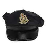 Garneck Klassische Kapitänsmütze Blau Polyestermütze Atmungsaktiv Verstellbar Für Erwachsene Cosplay Yacht Outfit Bühnenauftritt Party Accessoire