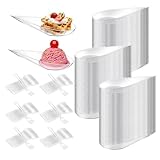 100 Stück Plastikbesteck Set, Enthalten Plastikgabeln, Dessertlöffel, Wiederverwendbares Besteck, Party Besteck Plastik für Familienfeiern, Outdoor Dinner, Dessertläden, Hochzeiten (Transparent)