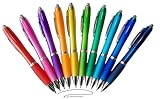 Libetui 10 ergonomische Kugelschreiber Set Kulli schwarze Tinte rutschfeste Griffzone Großraumine Schwarz Gehäuse 10 Farben Druckkugelschreiber bunt schwarzschreibend