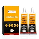 Handy Display Kleber, 50ml*2 Black Display Kleber Smartphone Sekundenkleber Extra Stark, Wasserfest Flexibler Bastelkleber für Holz, Glas, Stoff, Keramik, Metall