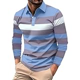 Fannyfuny Herrenhemden Langarm Klassische Trendiges Polo Langarmshirt Basic T-Shirt Mit Knopfleiste Sports Leichtes Langarmshirt Slim Fit Basic Polohemd Atmungsaktiv Und Hautfreundlich Pullover