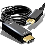 Retoo Mini DisplayPort auf HDMI-Adapter, 4K Mini Display port auf HDMI-Konverter, Adapter zu HDMI Buchse kompatibel mit HDTV, Monitor, Projektor, Desktop, Surface, Bildschirmkabel 1.8M, Schwarz