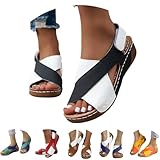 Generisch sandalen sale Sandalen Damen Elegant Orthopädische Slide Bequeme Breite Füße Plateau Damensandalen Ultra-bequeme Slingback Weichen Sohlen Sandaletten badeschuhe damen 38 Black 38