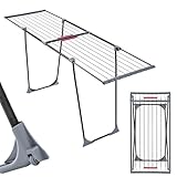 KADAX Großer Teleskopwäschetrockner, Flügelwäscheständer aus pulverbeschichteten Stahl, Wäschetrocknermit 20m Trockenleinenlänge, Wäscheständer (Schwarz)