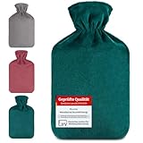 Blumtal Premium Wärmflasche mit Bezug aus weichem Fleece - Wärmeflasche aus Naturkautschuk - Bettflasche für Erwachsene - Hot Water Bag Luxus - auslaufsichere Bettflasche - weiche Bettflasche Petrol