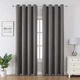 CUCRAF Verdunklungsvorhänge Thermovorhang Kälteschutz 2er Set H225 x B140 cm Gardinen mit Ösen Grau Vorhang Blickdicht, Weich und Langlebig Schallschutz Vorhang für Schlafzimmer Wohnzimmer