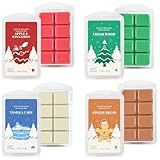 Scent-Hi Duftwachswürfe, Weihnachtlich Duftwachs, Wachswürfel, Wachstörtchen, Natürliches Soja - Stark Duftend, Heimdekoration, Zedernholz, Apfel-Zimt, Lebkuchen, Vanillekuchen, 4 Düfte