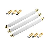ARLI 3x Fensterdurchführung 20 cm – Selbstklebend + 6x F-Stecker vergoldet breiter Mutter und Dichtring75 Ohm | Flachkabel für Fenster & Türen Wohnwagen Camping | SAT TV Koaxialkabel