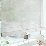 Bambusrollo Weiß Sonnenschutz Rollen für Terrasse/Garten/Fenster Holz Jalousie Sichtschutz Bambusrollo für Fenster Lichtfilter Anti-UV