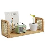 YEMNMFH Rattan-Wandregal, hängende Bücherregale für die Wand, dekorative Regale für natürliche Kinderzimmer-Dekoration, Bilder-Ledge-Regale, Wandpost-Organizer, schwebendes Rattan-Regal für Büro,