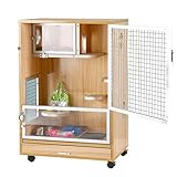 Rattenkäfig für Chinchilla, Frettchen, Igel, Eichhörnchen – Anti-Kau-Design mit Vordertüren, Futternapf, Wasserflasche, herausziehbare Tabletts, Lenkrollen