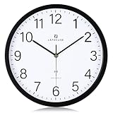Lafocuse Funk Wanduhr Lautlos Modern 30cm, Hohe Genauigkeit Funkuhr Einfach zu Lesen, Schwarz Klassisch Wanduhr Analog Deko für Wohnzimmer Schlafzimmer Büro Küche