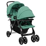 SKM Tandem-Zwillingskinderwagen Grün Stahl,Baby & Kleinkind,Babytransport,Kinderwagen,Grün,15.64KG,10352