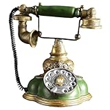 Yardenfun Vintage Telefon Modell aus Resin Kleines Schnurgebundenes Dekotelefon mit Wählscheibe Europäischer Retro Stil Grün für Wohnraum Büro und Weinschrank als Nostalgische Deko