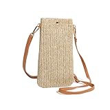 Siyecioa Handytasche Zum Umhängen, Umhängetasche Klein, Strohtaschen für Frauen Crossbody Strand Tasche, Fashion Handy Schultertasche mit Langem Gurt für Damen Mädchen (Khaki)