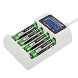 LOTUS POWER Universal NI-MH ladegerät&1.2 V AAA Akkus Set, 4 Schacht AAA Ladegerät mit Wiederaufladbar AAA Batterie (1 Ladegerät & 4 AAA Batterien)