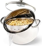 Beyond Nudeltopf 24 cm, Edelstahl Kochtopf mit Glasdeckel und herausnehmbarem Siebeinsatz, Pastatopf für Induktion und alle Herdarten geeignet, auch zum Braten und Suppen zubereiten verwendbar